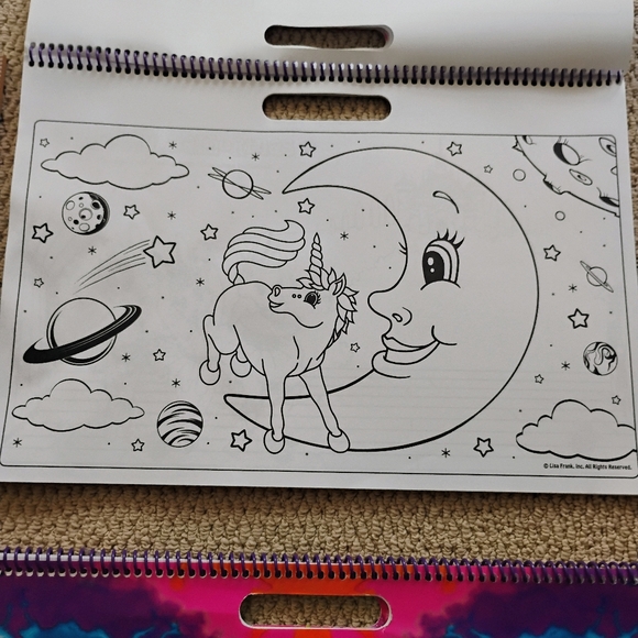 TWO Lisa Frank Jumbo Adult Coloring Activity Sticker Books Rainbow Majesty USED - Picture 10 of 16